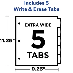 Avery Write & Erase Pocket Plastic Dividers, 5 Tabs, Multicolor (16176) Discount