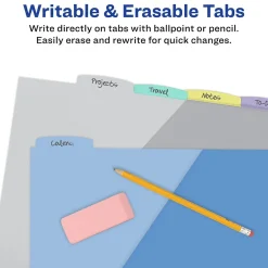 Avery Write & Erase Pocket Plastic Dividers, 5 Tabs, Multicolor (16176) Discount