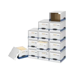 Bankers Box® Bankers Box File/Cube™ Quick Set-Up Corrugated File Storage Box Shells, Letter/Legal Size, White/Blue, 6/Carton (0162601)