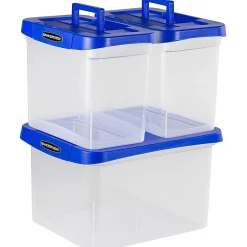 Bankers Box® Bankers Box Heavy Duty Locking File Totes, Letter/Legal Size, Blue/Clear (0086201)