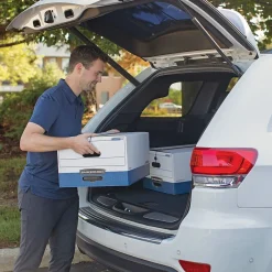 Bankers Box® Bankers Box Heavy-Duty Corrugated File Storage Boxes, String & Button, Legal Size, White/Blue, 12/Carton (00012) Outlet