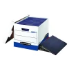 Bankers Box® Bankers Box Heavy-Duty FastFold Corrugated File Storage Boxes, Lift-Off Lid, Binder Size, White/Blue, 12/Carton (0073301) Best
