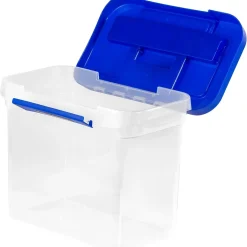 Bankers Box® Bankers Box Heavy-Duty Plastic Portable File Storage Box, Letter Size, Blue/Clear (0086301) Hot