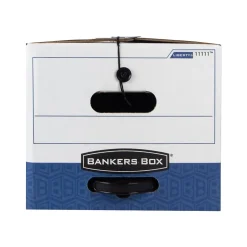 Bankers Box® Bankers Box Liberty Plus Heavy-Duty FastFold File Storage Boxes, String & Button, Letter Size, White/Blue, 12/Carton (11111) Clearance
