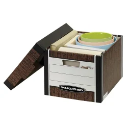 Bankers Box® Bankers Box R-Kive® Heavy-Duty FastFold File Storage Boxes, Lift-Off Lid, Letter/Legal Size, Woodgrain, 12/Carton (00725) Discount