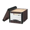 Bankers Box® Bankers Box R-Kive® Heavy-Duty FastFold File Storage Boxes, Lift-Off Lid, Letter/Legal Size, Woodgrain, 4/Pack (0072506)