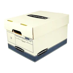 Bankers Box® Bankers Box R-Kive O/S Heavy-Duty FastFold, File Storage Boxes, Lift-Off Lid, Letter/Legal Size, White/Blue, 20/BL (0077103)