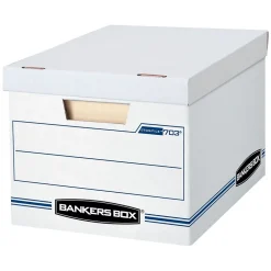 Bankers Box® Bankers Box Stor/File 60% Recycled Corrugated File Box Lift Off Lid, Letter/Legal Size, White/Blue, 20/Pack (0070333) New