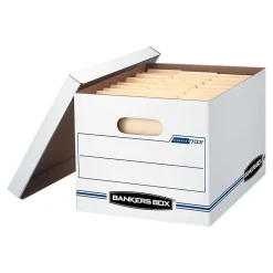 Bankers Box® Bankers Box Stor/File 59% Recycled Corrugated File Box Lift Off Lid, Letter/Legal Size, White/Blue, 12/Carton (00703) Online