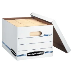 Bankers Box® Bankers Box Stor/File 59% Recycled Corrugated File Box Lift Off Lid, Letter/Legal Size, White/Blue, 12/Carton (00703) Online