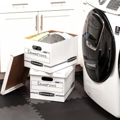 Bankers Box® Bankers Box Stor/File 60% Recycled Corrugated File Box Lift Off Lid, Letter/Legal Size, White/Blue, 6/Pack (57036-04) Online