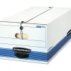 Bankers Box® Bankers Box Stor/File Medium-Duty FastFold File Storage Boxes, String & Button, Legal Size, White/Blue, 12/Carton (00705) Discount