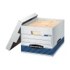 Bankers Box® Bankers Box Stor/File™ Medium-Duty FastFold File Storage Boxes, Lift-Off Lid, Letter/Legal Size, White/Blue, 4/Carton (0078907) New