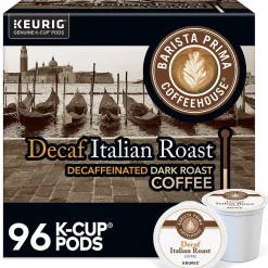 Keurig K-Cups<Barista Prima Decaf Italian Roast Coffee, Keurig K-Cup Pod, Dark, 96/Carton (6624CT)