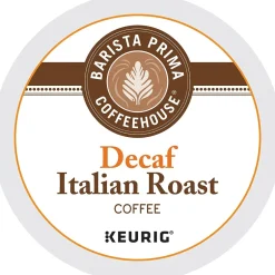 Keurig K-Cups<Barista Prima Decaf Italian Roast Coffee, Keurig K-Cup Pod, Dark, 96/Carton (6624CT)