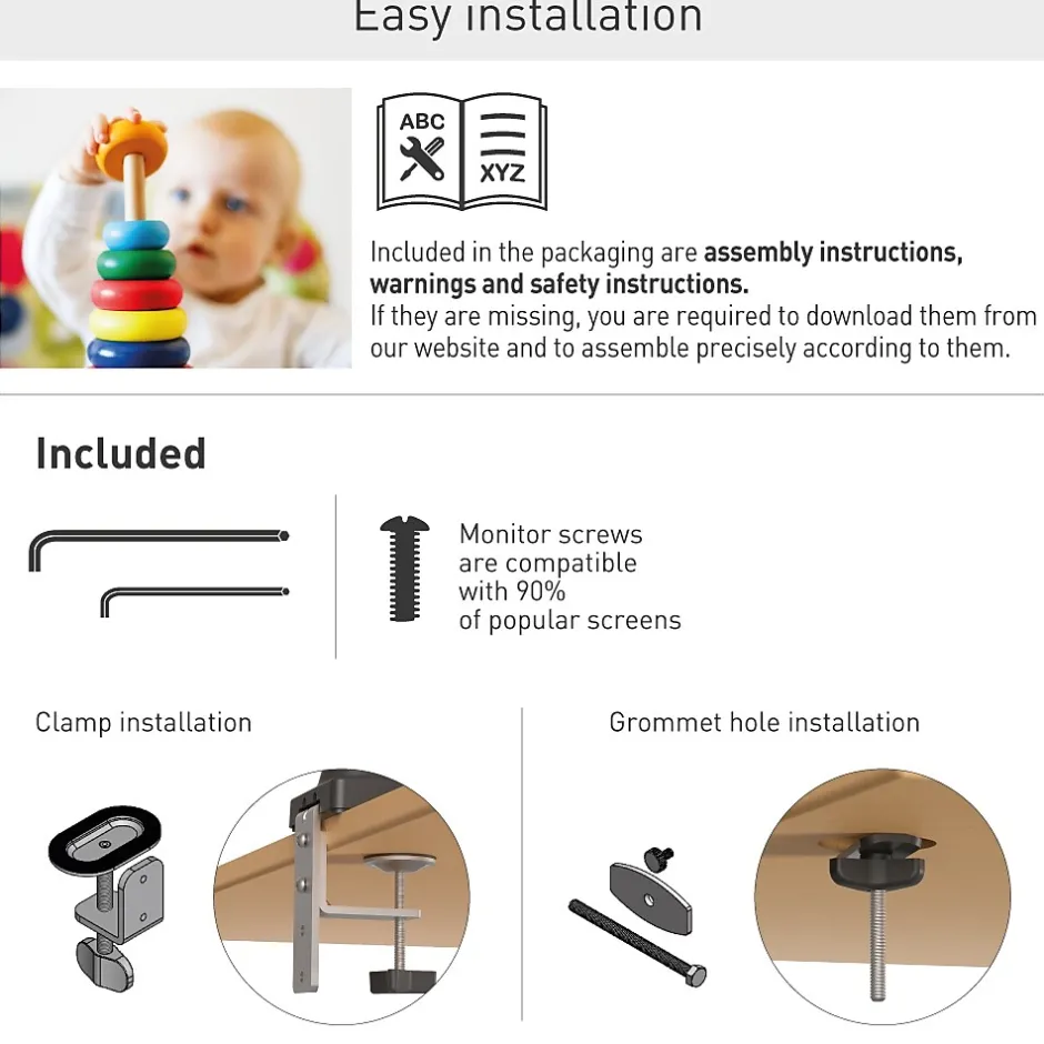 Barkan Adjustable Dual Arms, Up to 32" Monitor, Black (M142T)* Monitor Mounts & Stands