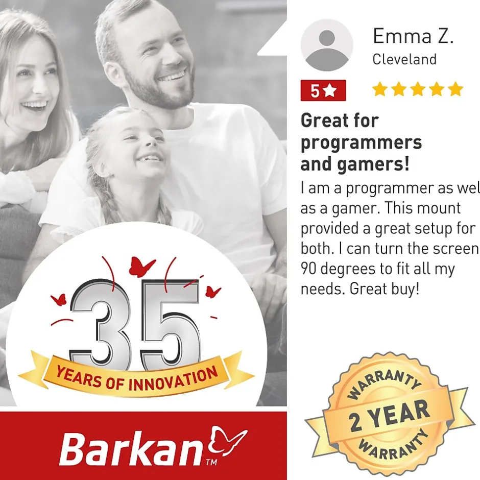 Barkan Adjustable Dual Arms, Up to 32" Monitor, Black (M142T)* Monitor Mounts & Stands