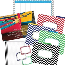Barker Creek Chevron Nautical Office/Classroom Set, 109 Pieces/Set (BC6004) Clearance