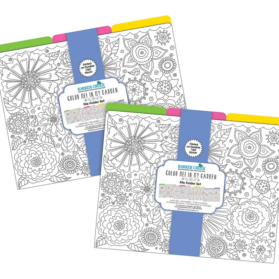 Barker Creek Color Me! File Folder Set, 1/3-Cut Tab, Letter Size, In My Garden, 24/Set (4386) Outlet