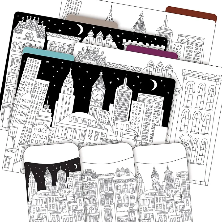 Barker Creek Color Me! Folder & Pocket Set, 1/3-Cut Tab, Letter Size, Cityscapes, 42/Set (4414) New