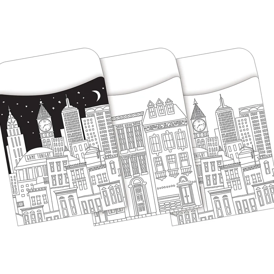 Barker Creek Color Me! Folder & Pocket Set, 1/3-Cut Tab, Letter Size, Cityscapes, 42/Set (4414) New