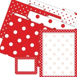 Barker Creek Get Organized File Folder Set, 1/3-Cut Tab, Letter Size, Red & White Dot, 107/Set (159) Sale