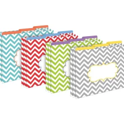 Barker Creek Get Organized Beautiful Chevron File Folders, 1/3-Cut Tab, Letter Size, Assorted, 107/Set (137) Clearance
