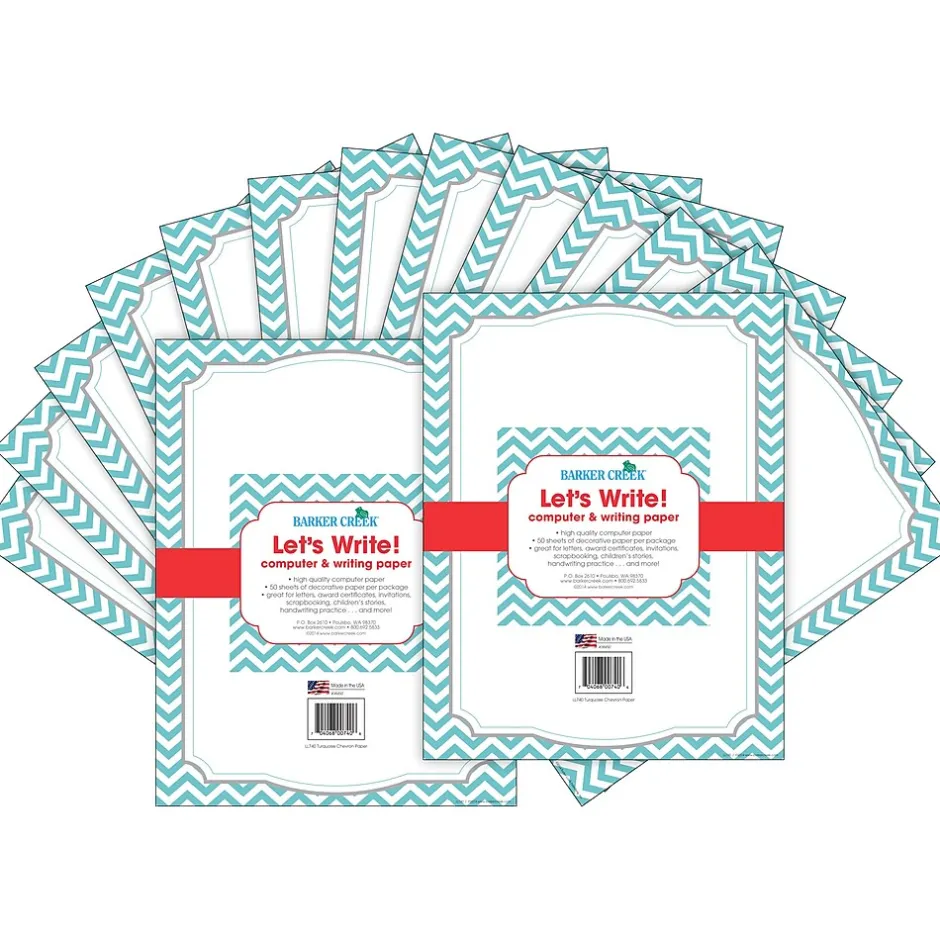 Online Turquoise Chevron Computer Paper, 100 Sheets/Set (BC3623) Classroom Paper