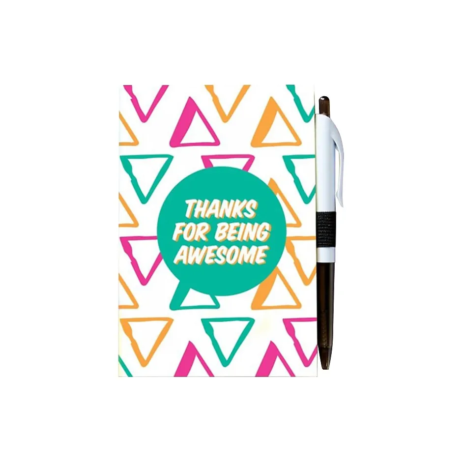 Baudville Colorific Value Thanks for Being Awesome Journal with Pen, 4" x 6", Ruled, Multicolor, 5/Pack (94105P5) Clearance