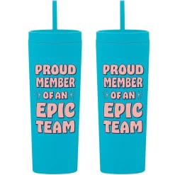 Baudville "Proud Member Of An Epic Team" Acrylic Double Wall Insulated, 17 oz., 2/Pack (1393293P231)