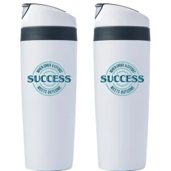 Baudville "Success, When Drive & Effort Meets Outcome" Plastic Double Wall Insulated, 16 oz., 2/Pack (1393267P231)