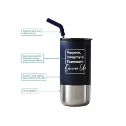 Baudville Tahoe Drives Us Travel Tumbler, Navy/Stainless Steel, 16 oz. (93146)