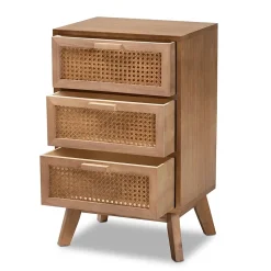 Clearance Baden 26" High 3-Drawer Nightstand, Natural Brown and Walnut Brown (201-12259-HiT) Storage Cabinets