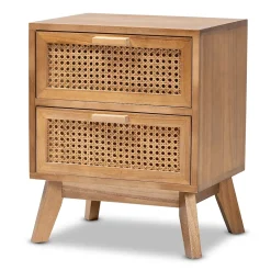 Sale Baden 19.7" High 2-Drawer Nightstand, Natural Brown and Walnut Brown (201-12260-HiT) Storage Cabinets