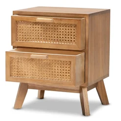 Sale Baden 19.7" High 2-Drawer Nightstand, Natural Brown and Walnut Brown (201-12260-HiT) Storage Cabinets
