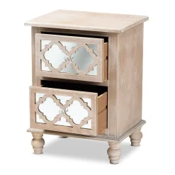 Sale Celia 26.38" High 2-Drawer Nightstand, Natural and Mirror (162-10263-HiT) Storage Cabinets