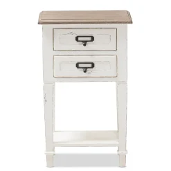Clearance Dauphine 26" High 2-Drawer Nightstand, White (2633-7577-STPL) Storage Cabinets
