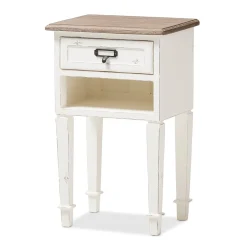Clearance Dauphine 26" High 1-Drawer Nightstand, White (2633-7575-STPL) Storage Cabinets