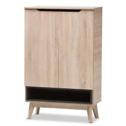 New Fella 46" High Shoe Cabinet, Light Brown (2633-7705-STPL) Storage Cabinets