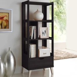 Outlet Kalien 23.01'' W x 15.21'' D Bookshelf, Dark Brown (6465-STPL) Bookcases