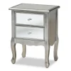 Online Leonie 24.21" High 2-Drawer Nightstand, Silver and Mirror (162-10266-HiT) Storage Cabinets