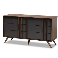 Online Naoki 25.6" High 6-Drawer Dresser, Grey and Walnut (168-10930-HiT) Storage Cabinets