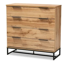 Outlet Reid 38.98" High 4-Drawer Dresser, Oak and Black (162-10296-HiT) Storage Cabinets