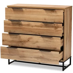 Outlet Reid 38.98" High 4-Drawer Dresser, Oak and Black (162-10296-HiT) Storage Cabinets