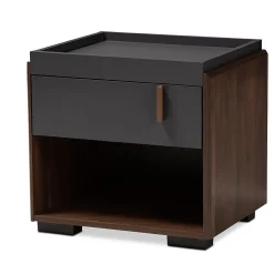 Hot Rikke 17.8" High 1-Shelf Nightstand, Gray and Walnut (152-9147-HiT) Storage Cabinets