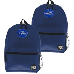 Backpacks<Bazic Basic Laptop Backpack, Medium, Navy Blue, 2/Pack (BAZ1040-2)