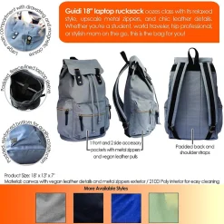 Backpacks<Bazic Guidi Canvas Laptop Backpack, Large, Gray (1117)