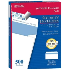 Bazic Kraft Self Seal Security Tinted #10 Business Envelope, 4 1/8" x 9 1/2", 500/Pack (BAZ5064)* Security Tinted
