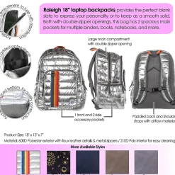 Backpacks<Bazic Raleigh Celestial Canvas Laptop Backpack, Large, Black/Gold (1120)