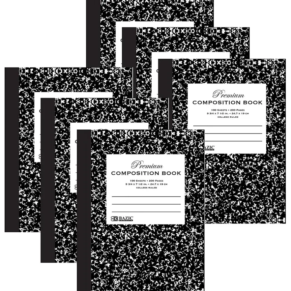 Bazic 1-Subject Composition Notebooks, College Ruled, 100 Sheets, Multicolor, 6/Bundle (BAZ5091-6) New